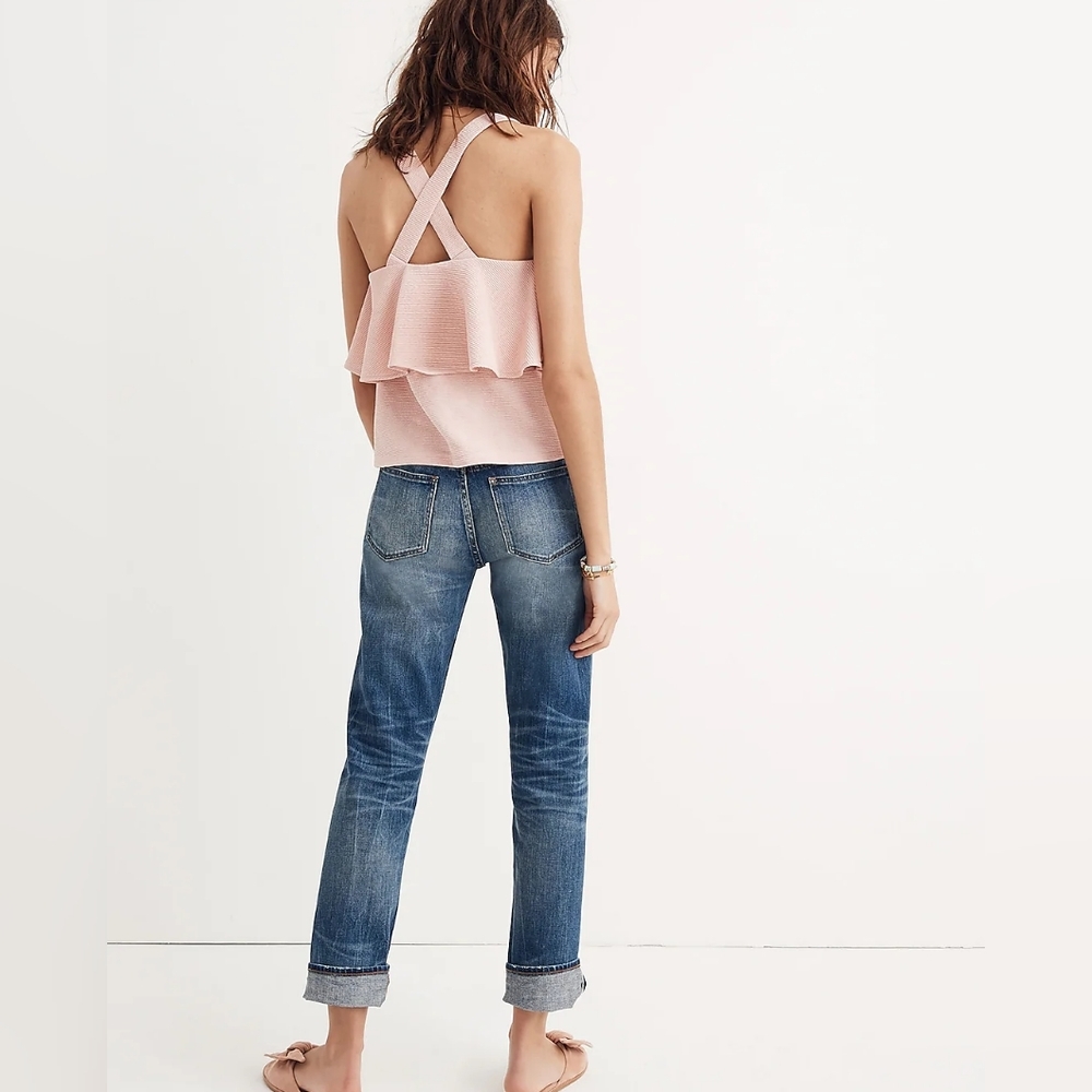 Madewell Texture & Thread Flouncy Tiered Crossback Tank Top Black Small Bohemian - Picture 5 of 15